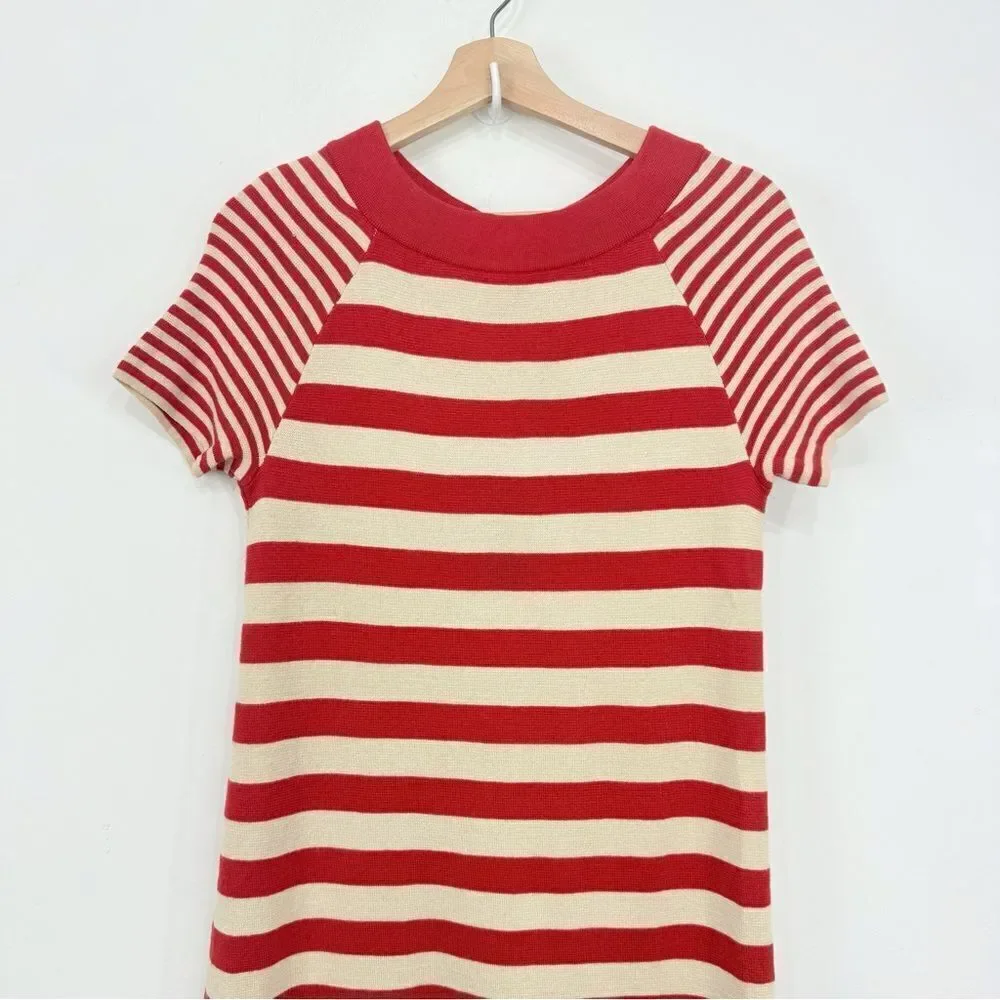 Kate Spade SELMA Red Stripe Cotton Silk Cashmere Knit Preppy Nautical Dress